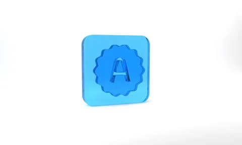 Blue Exam sheet with A plus grade icon isolated on grey background. Test paper Stockillustratie