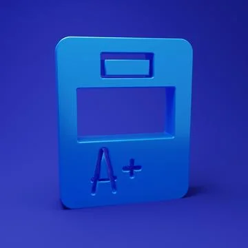Blue Exam sheet with A plus grade icon isolated on blue background. Test pa.. 스톡 일러스트
