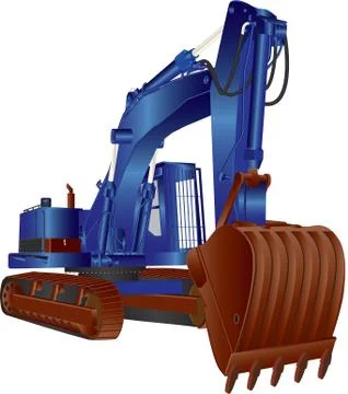 Blue Excavator Stock Illustration