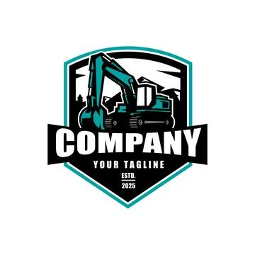 Blue excavator logo Stock Illustration