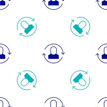 Blue Exchange work icon isolated seamless pattern on white background. Inform Stock Illustration