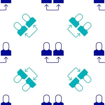 Blue Exchange work icon isolated seamless pattern on white background イラスト素材