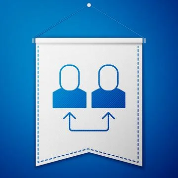 Blue Exchange work icon isolated on blue background. Information exchange Illustrazione stock