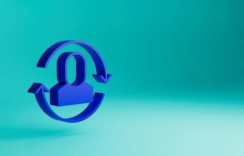 Blue Exchange work icon isolated on blue background. Information exchange Illustrazione stock