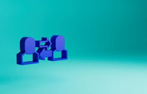 Blue Exchange work icon isolated on blue background. Information exchange Illustrazione stock