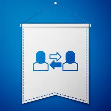 Blue Exchange work icon isolated on blue background. Information exchange b.. Stockillustratie