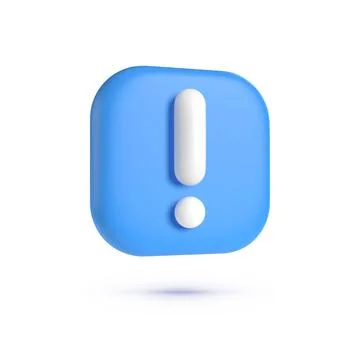 Blue exclamation mark symbol. Attention sign 3d. 3d realistic design element Stock Illustration