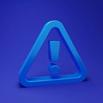 Blue Exclamation mark in triangle icon isolated on blue background. Hazard .. Stock Illustration