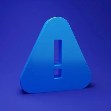 Blue Exclamation mark in triangle icon isolated on blue background. Hazard .. Illustrazione stock