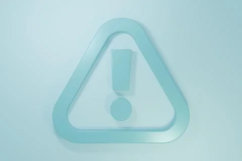 Blue Exclamation mark in triangle icon isolated on blue background. Hazard .. Stock Illustration