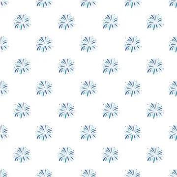 Blue exploding fireworks seamless pattern for celebration background イラスト素材