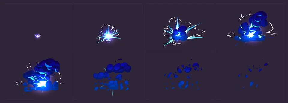 Blue explosion animation sprite sheet Stock Illustration