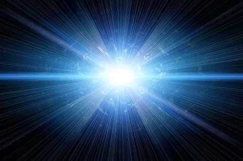 Blue explosion rays. White flash backgrounds Stock Illustration