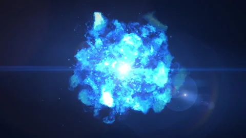 Blue explosion shine fire particle loop animation Stock Footage 147932645