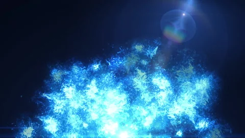 Blue explosion shine fire particle loop animation Stock Footage 147963108