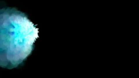 Blue explosion turning into a flower on a black background Stock Footage 158431886
