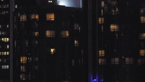Blue exterior elevator going up. NIght shot Vidéo 76261400