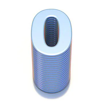 Blue extruded Number 0 ZERO 3D Illustrazione stock
