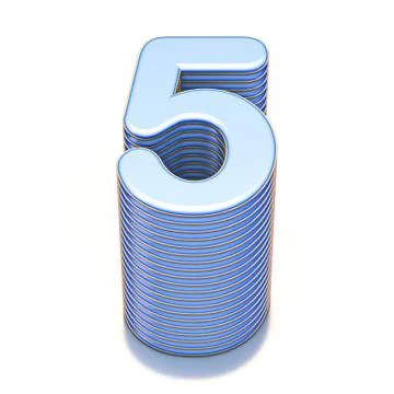 Blue extruded Number 5 FIVE 3D Stock Illustration