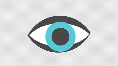 A blue eye with a black outline icon concept loop animation with alpha channe Stock Footage 309071278