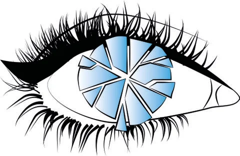 BLUE EYE (Cartoon vector graphic icon blue eye shattered effect) Stock Illustration