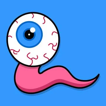 The blue eye crawls. An eye with a tail. Image for Halloween. Vector Stock Illustration