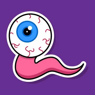The blue eye crawls. Slug eye. Image for Halloween. Vector illustration. Stock Illustration