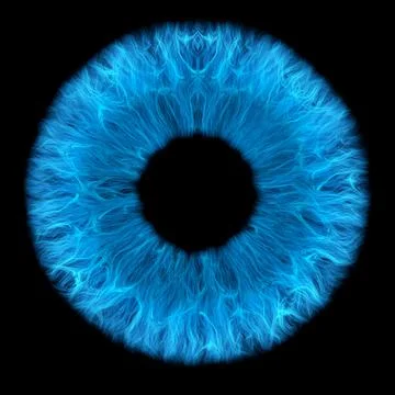 Blue eye in the dark, cgi render image of iris Stock Illustration