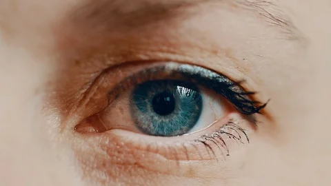 Blue Eye front on blinking in slow motion. Stock Footage 101769778
