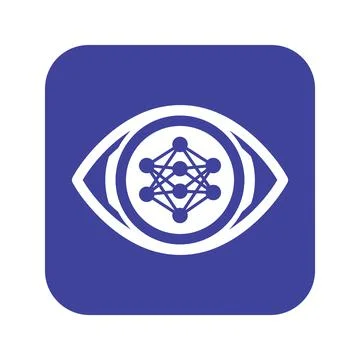 Blue eye icon with embedded neural network for computer vision and image re.. Stock Illustration