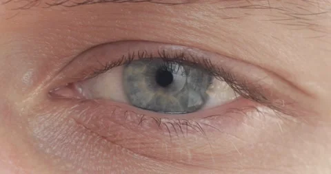 Blue eye. The iris of the human eye is narrowed.  Video stock 201538060