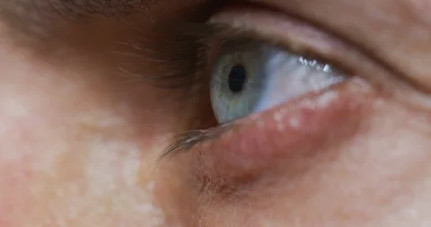 Blue eye looking up and down Stock Footage 99745549