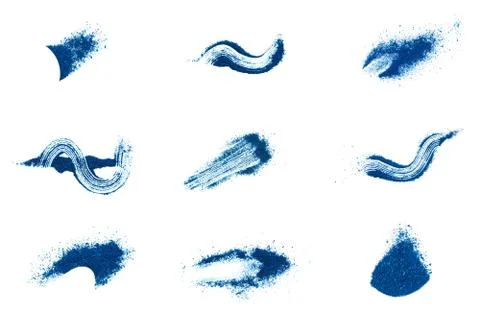 Blue eye shadow samples isolated on white background. Stock Photos