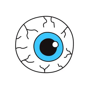 Blue eyeball vector, eye with veins. Halloween decoration. Stock Illustration