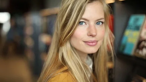 Blue eyed blond smiling Stock Footage 80959100