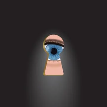 Blue eyes in the keyhole. Stock Illustration