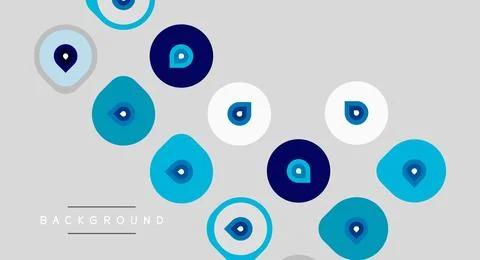 Blue eyes pattern, rounded shapes, light gray backdrop. Minimalist design, Stock Illustration