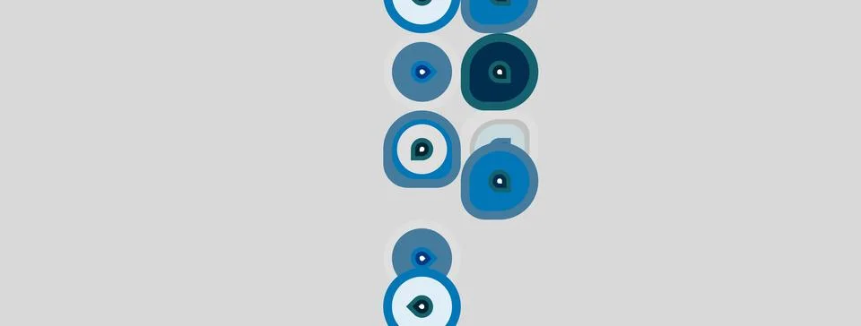 Blue eyes pattern, stacked vertically. Minimalist design, light gray backgr.. Stock Illustration