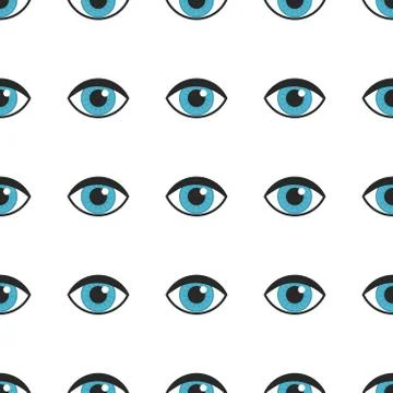 Blue eyes seamless pattern. Vector illustration. Stock Illustration