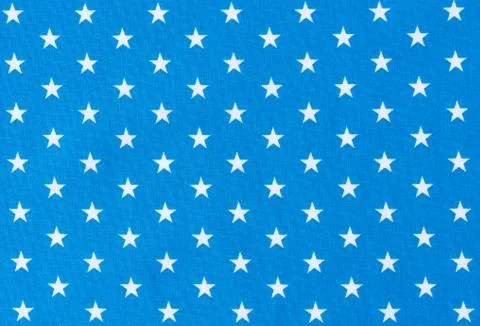 Blue fabric background texture with white star pattern Stock Photos