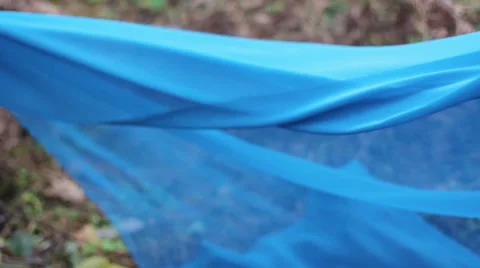 Blue fabric in forest 스톡 동영상 52849467