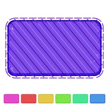 Blue fabric patch with diagonal stripes and stitching Stock Illustration