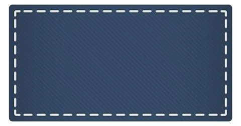 Blue fabric patch with realistic seam. Empty frame 스톡 일러스트