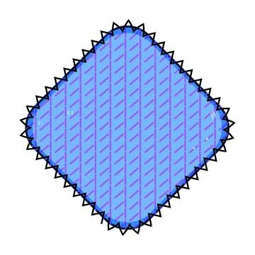 Blue fabric patch with zig zag border Illustrazione stock