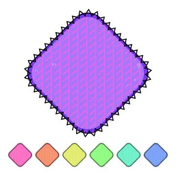 Blue fabric patch with zig zag border イラスト素材