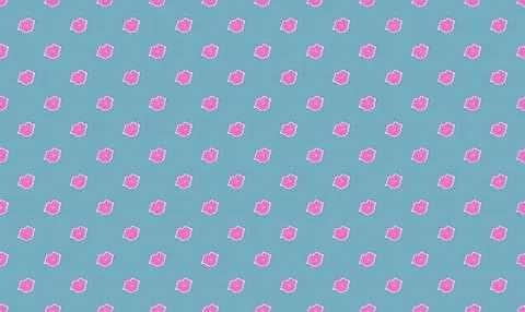 Blue fabric with pink floral pattern for sewing and crafts Stock Illustration