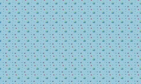 Blue fabric with small floral pattern for background or design Stock Illustration