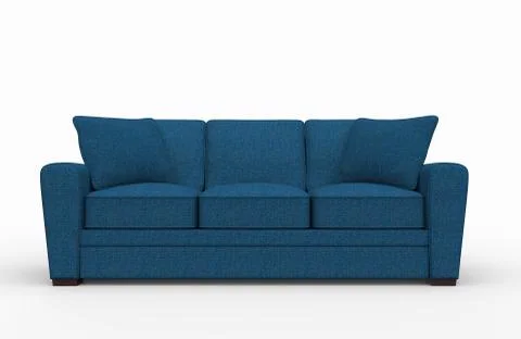 Blue fabric sofa furniture Front View Stock Illustration