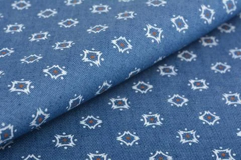 Blue fabric texture, closeup, background Stock Photos