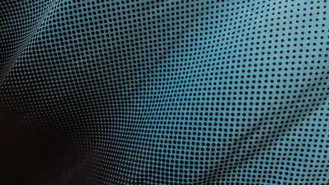 Blue fabric texture featuring repeating black dots in wavy patterns Stock Photos